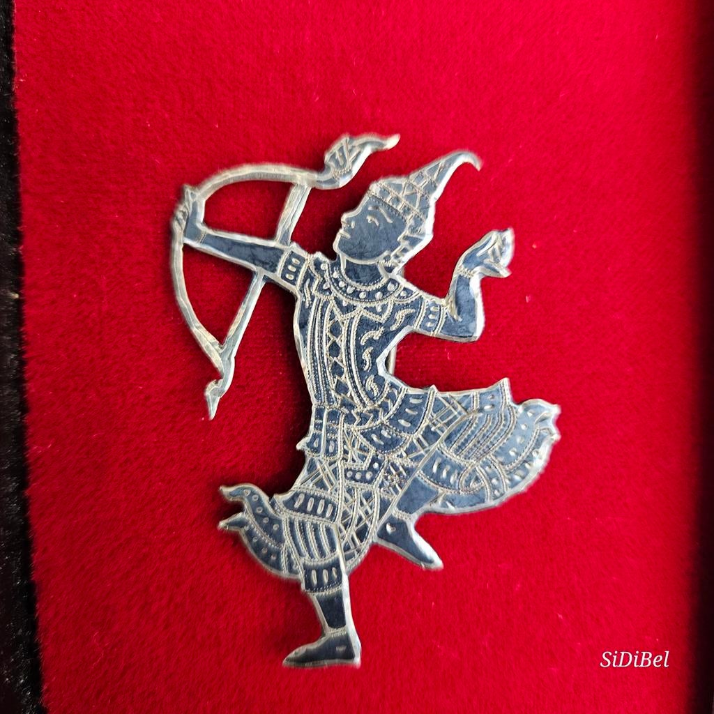 Broche, antieke Siam Sterling zilveren broche., Bijoux, Sacs & Beauté, Broches, Enlèvement ou Envoi, Argent, Argent
