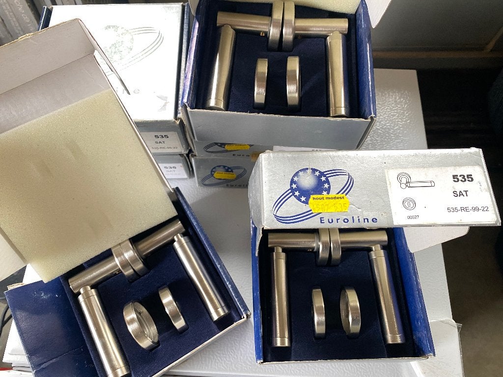 Euroline Inox deurklinken compleet, Doe-het-zelf en Bouw, Ophalen of Verzenden, Nieuw, Inox, Klink of Kruk