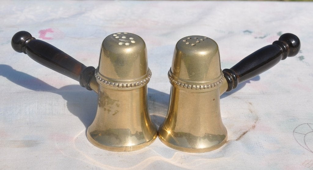 salière et poivrière métal et poignée bois, Enlèvement ou Envoi