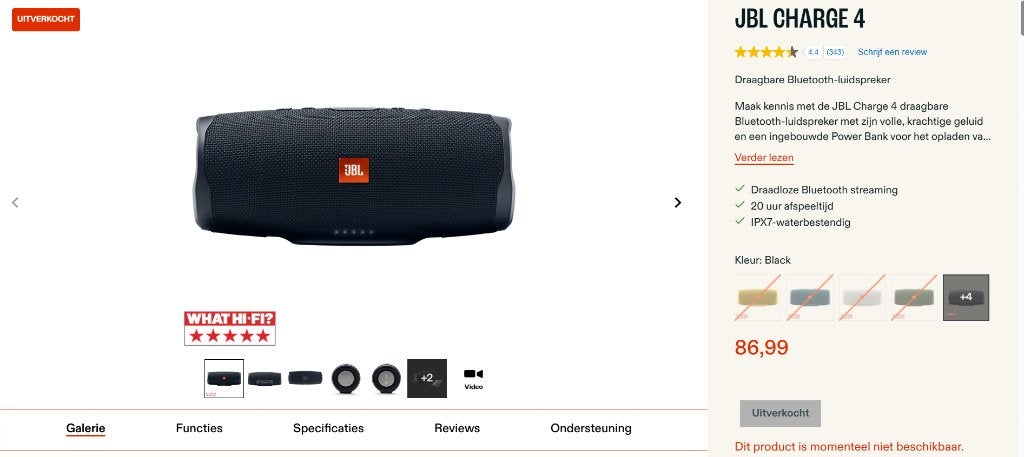JBL Charge 4, Audio, Tv en Foto, Ophalen of Verzenden, Zo goed als nieuw, Draagbare speaker, Bluetooth