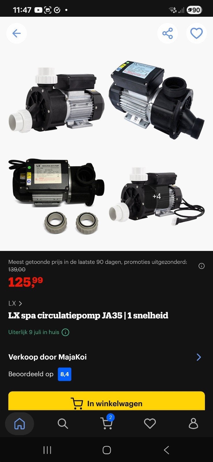 Circulatiepomp Lx JA35, Ophalen