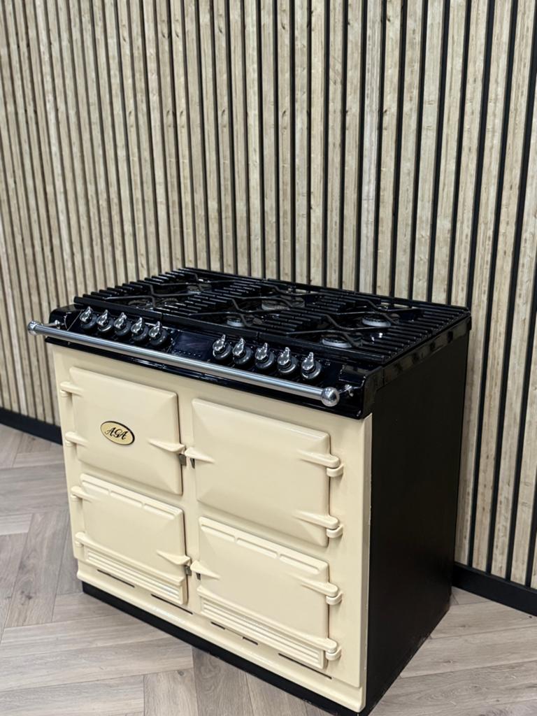 Prachtig Fornuis AGA Six Four GAS 100cm creme 4 Ovens!, Ophalen of Verzenden, Grill, Gas