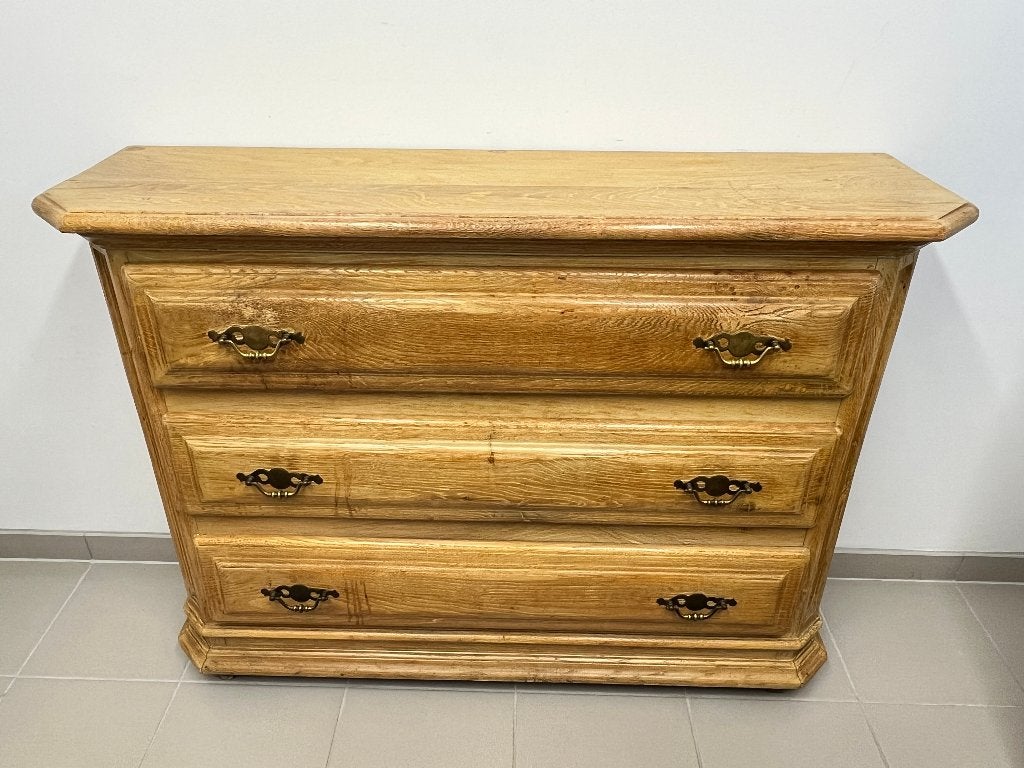 Licht gekalkte massief eikenhouten dressoir, Ophalen, Gebruikt, 100 tot 150 cm, Bois de chêne