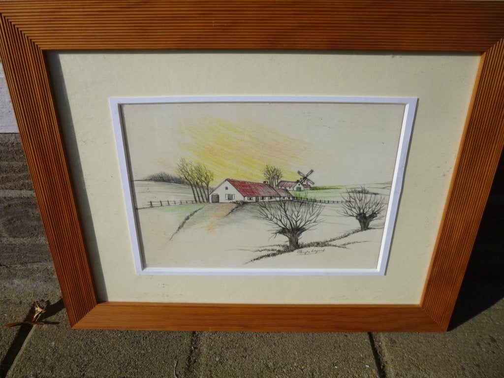 Schilderij : winterlandschap., Antiquités & Art, Art | Peinture | Classique, Enlèvement, Sous verre