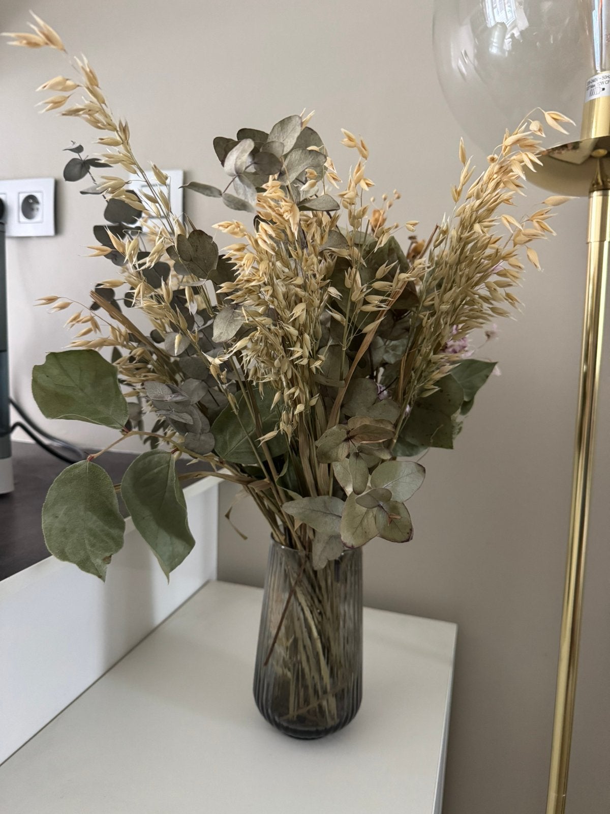 Vase avec bouquet de fleurs séchées, Enlèvement, Comme neuf