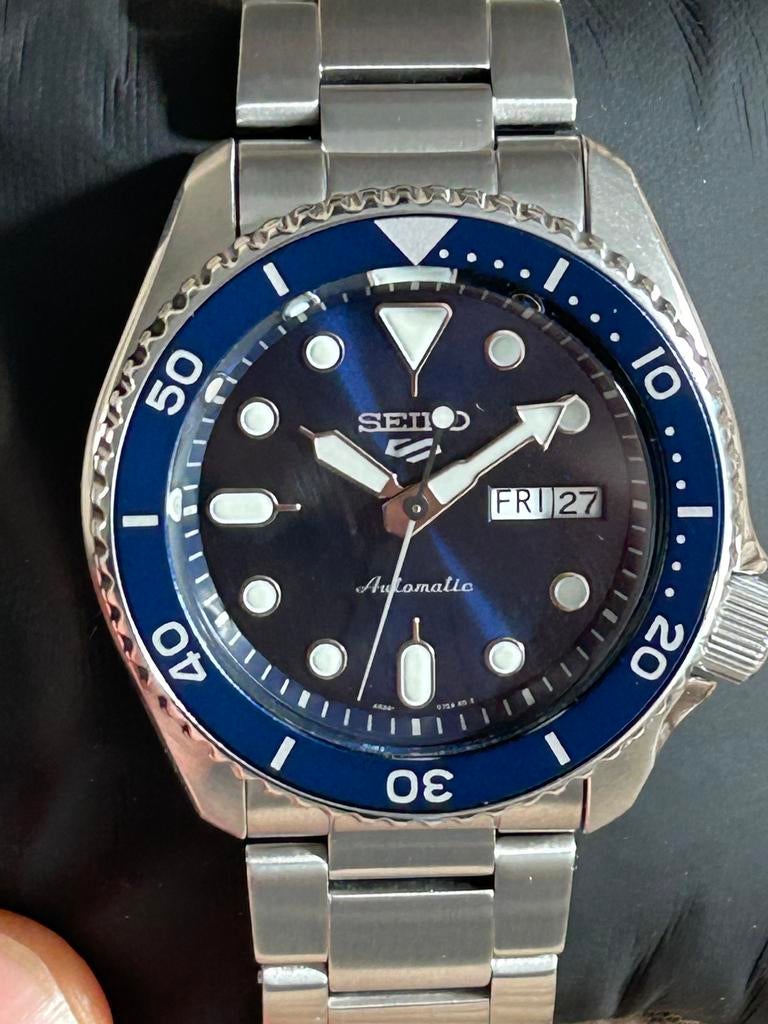 Seiko 5 SRPD51K1 blue Full Set + Garantie, Handtassen en Accessoires, Horloges | Heren, Zo goed als nieuw, Seiko, Ophalen of Verzenden