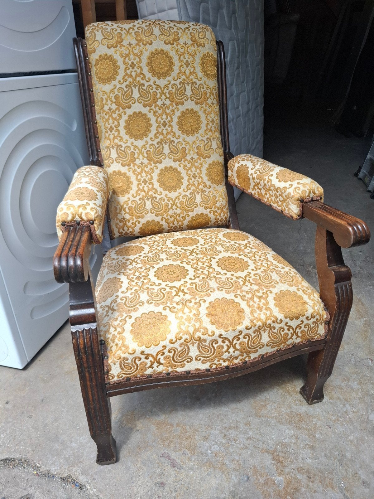 Beau fauteuil voltaire bois et tissus fin 19eme