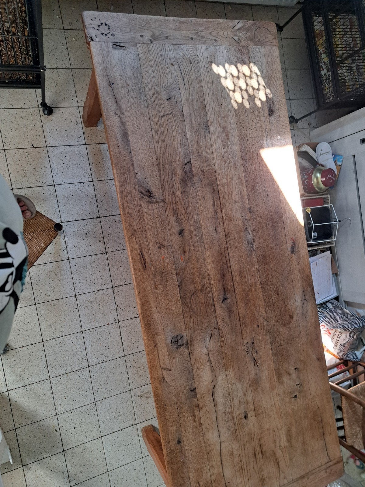 table salle a manger en chêne, Enlèvement, Utilisé, Chêne, 200 à 250 cm