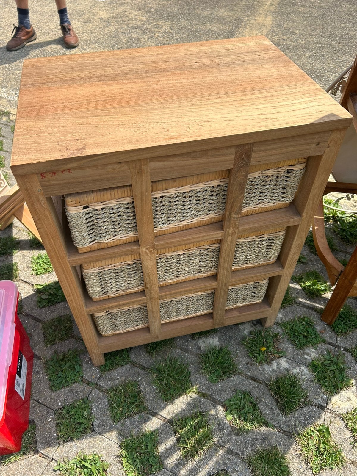Petit meuble en teck 3 tiroirs, Scandinave, Comme neuf, Enlèvement, Bois