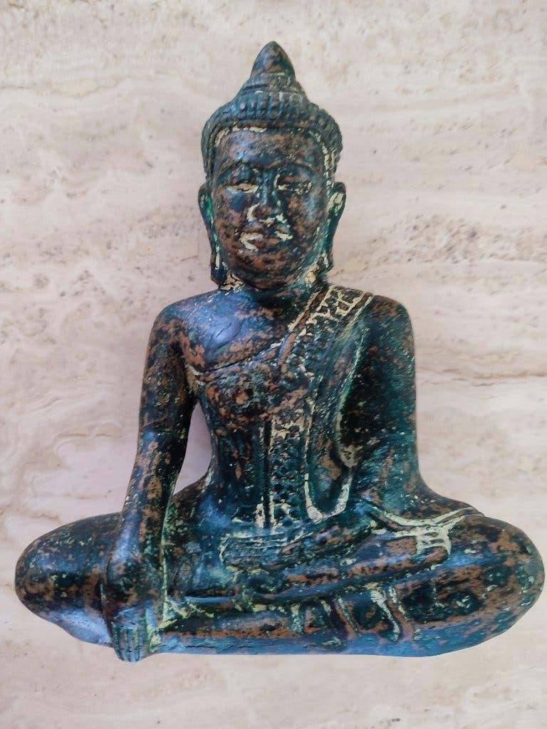 Statuette Bouddha, 15 cm de haut, Enlèvement ou Envoi, Comme neuf, Vert, Composites