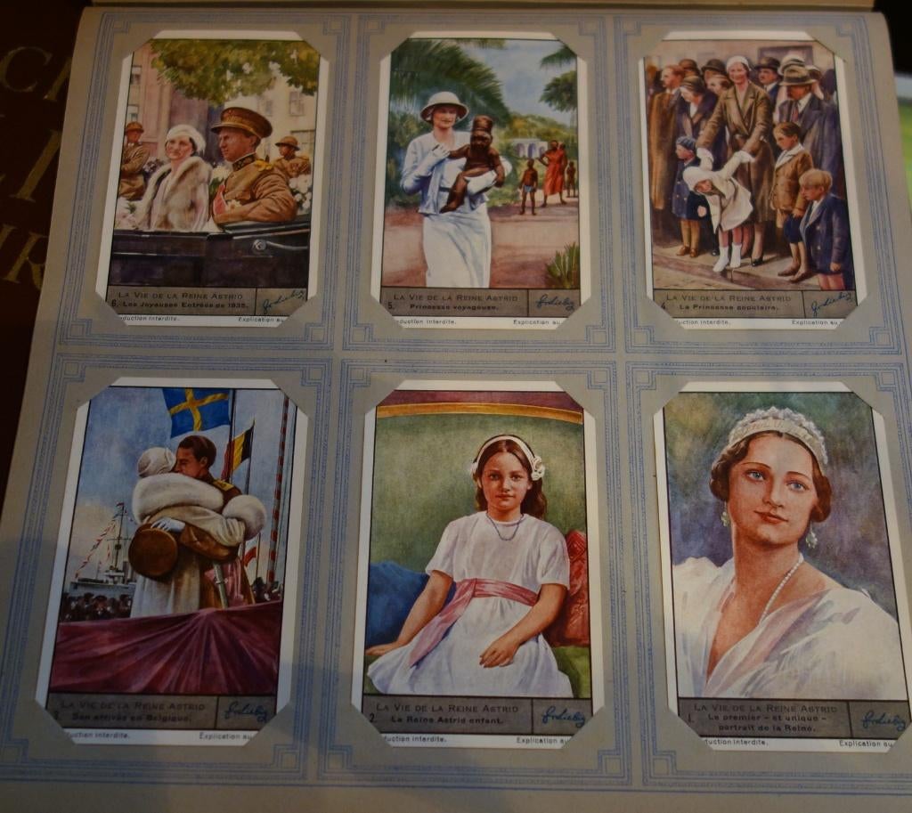 Set Liebig Prenten La vie du la reine Astrid (1936)., Ophalen of Verzenden, Zo goed als nieuw, Voor 1940, Prent