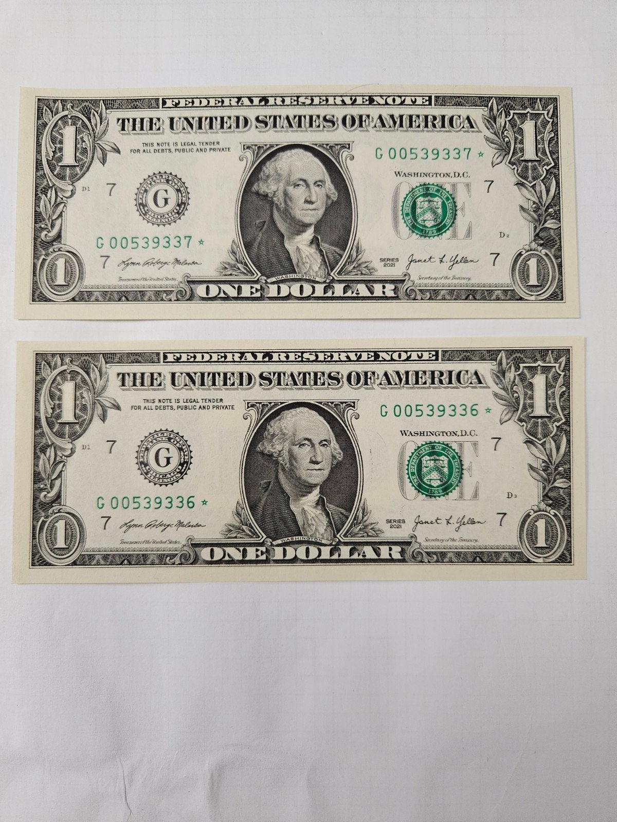 2x 2 dollars USA année 2021 UNC avec STAR, Timbres & Monnaies, Billets de banque | Amérique, Enlèvement ou Envoi, Amérique du Nord