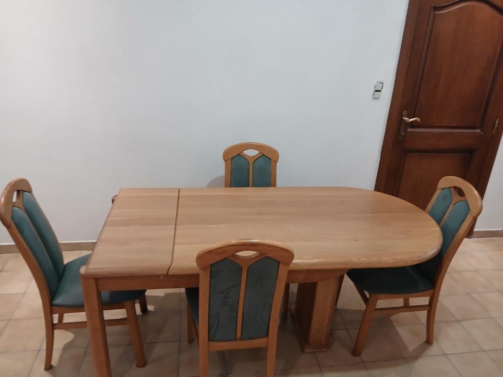 eet tafel kamer in hout met 4 stoelen, Ophalen, Glas