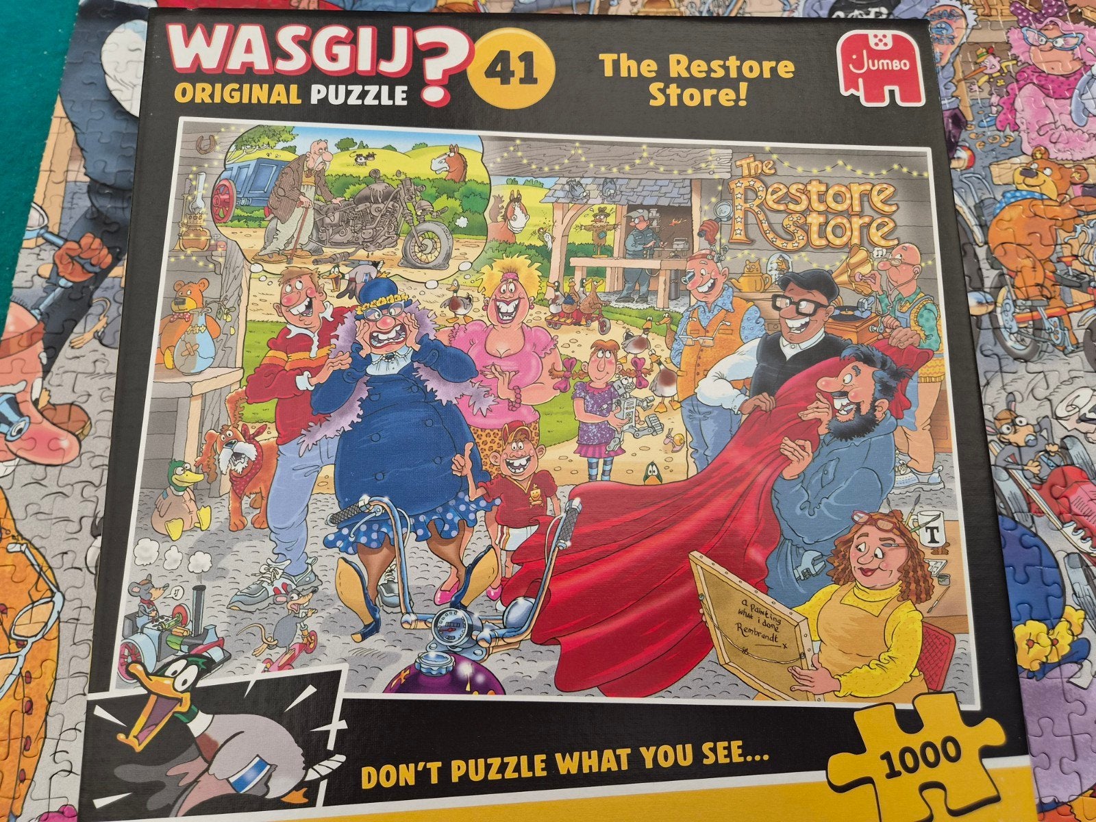 Wasgij Original Puzzel nr 34 - The restore store - 1000stuks, Hobby en Vrije tijd, Ophalen of Verzenden, 500 t/m 1500 stukjes