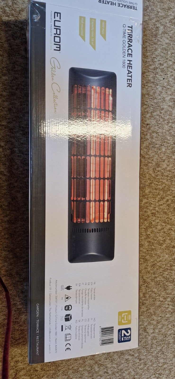 terrasverwarmer eurom, Ophalen, Nieuw, Elektrisch, Wand