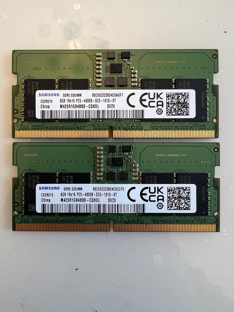16 GB (2x8 GB) DDR5 4800 MHz Samsung SO-DIMM, Computers en Software, RAM geheugen, Ophalen, Zo goed als nieuw, DDR5, Laptop