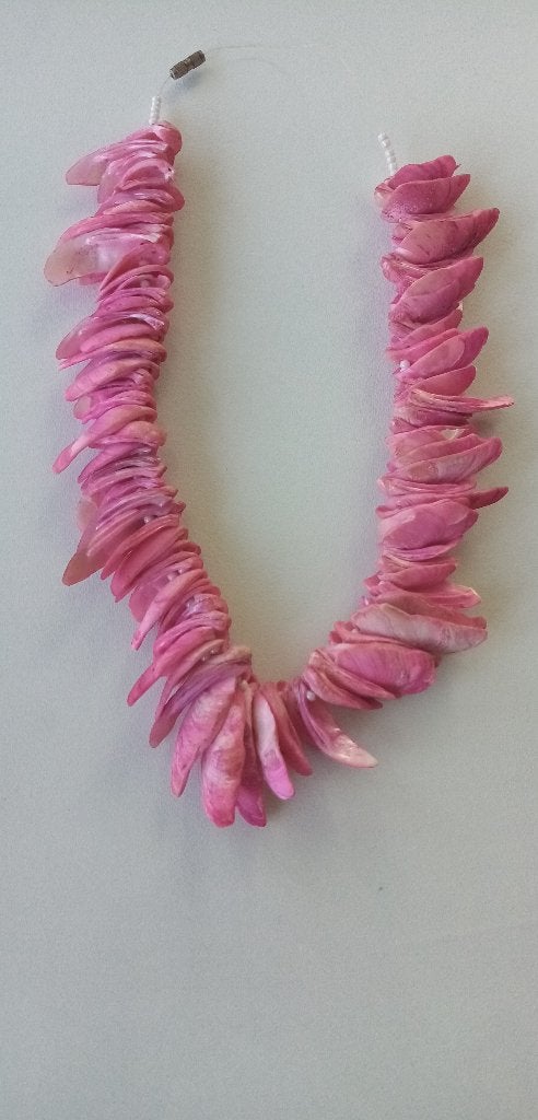 Vintage '80s ketting met roze schelpen+witte parels, Ophalen, Zo goed als nieuw, Roze, Overige materialen