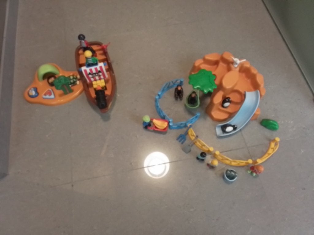 Groot Playmobil 1.2.3 pakket Piratenschip + dierenpark, Kinderen en Baby's, Speelgoed | Playmobil, Ophalen, Zo goed als nieuw