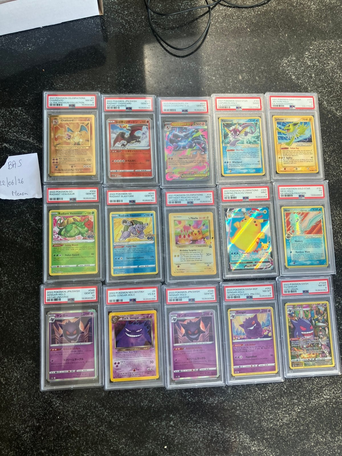 Pokémon PSA slabs Charizard Gengar Pikachu, Enlèvement ou Envoi, Comme neuf, Plusieurs cartes