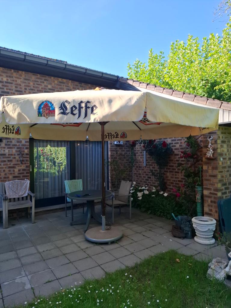 Grote horeca parasol 4x4 meter aluminum van leffe, Tuin en Terras, Ophalen