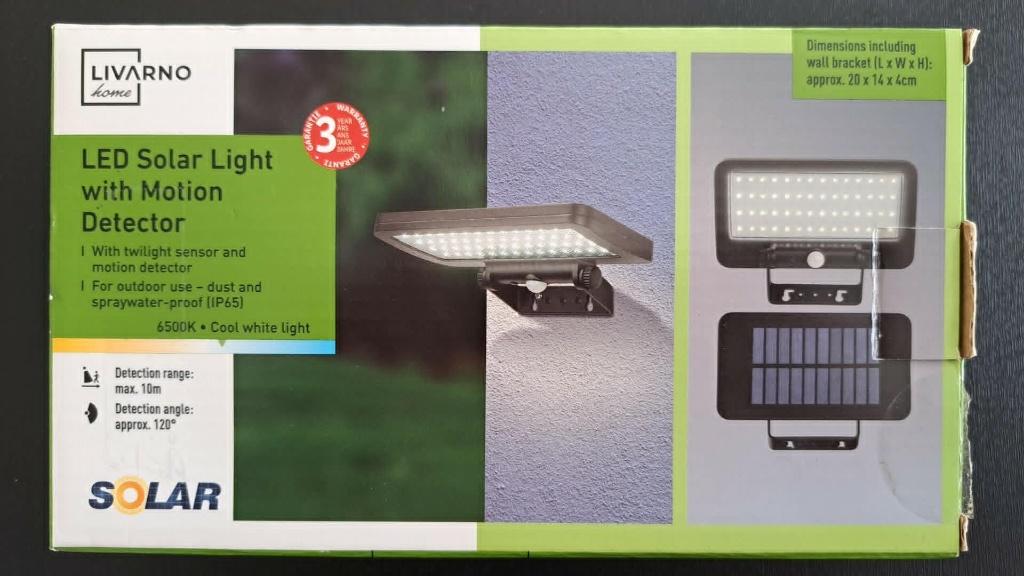 LIVARNO home LED licht met bewegingsdetector, Zonne-energie, Wandlamp, Led, Nieuw