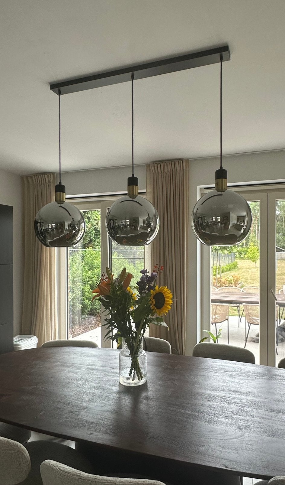 Hanglamp glas en goud, Huis en Inrichting, Ophalen, Zo goed als nieuw, Glas
