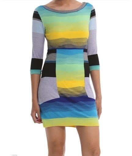 Desigual kleurrijke jurk, veel stretch, mt L, zomer, Kleding | Dames, Jurken, Meerkleurig, Maat 42/44 (L), Ophalen of Verzenden