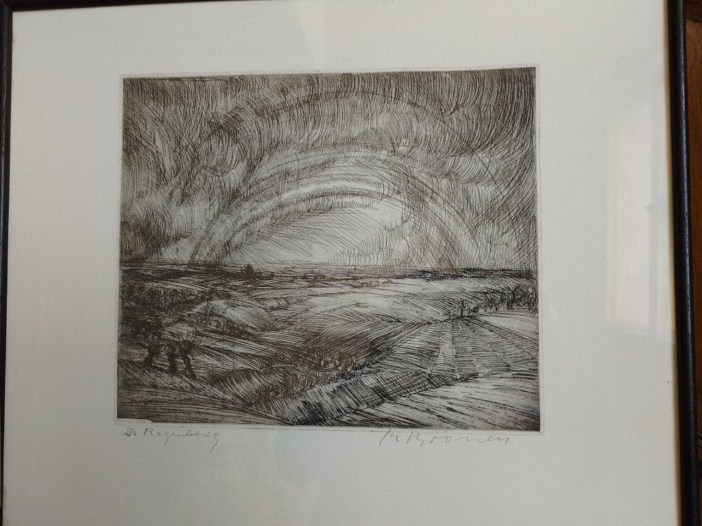 Jacques Boonen  1911 - 1965  Ets  II Regenboog, Antiek en Kunst, Kunst | Etsen en Gravures, Verzenden, Ets, Gesigneerd