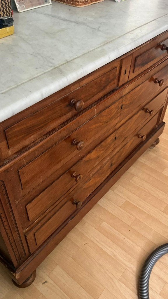 Commode ancienne en bois en marbre blanc, Maison & Meubles, Enlèvement