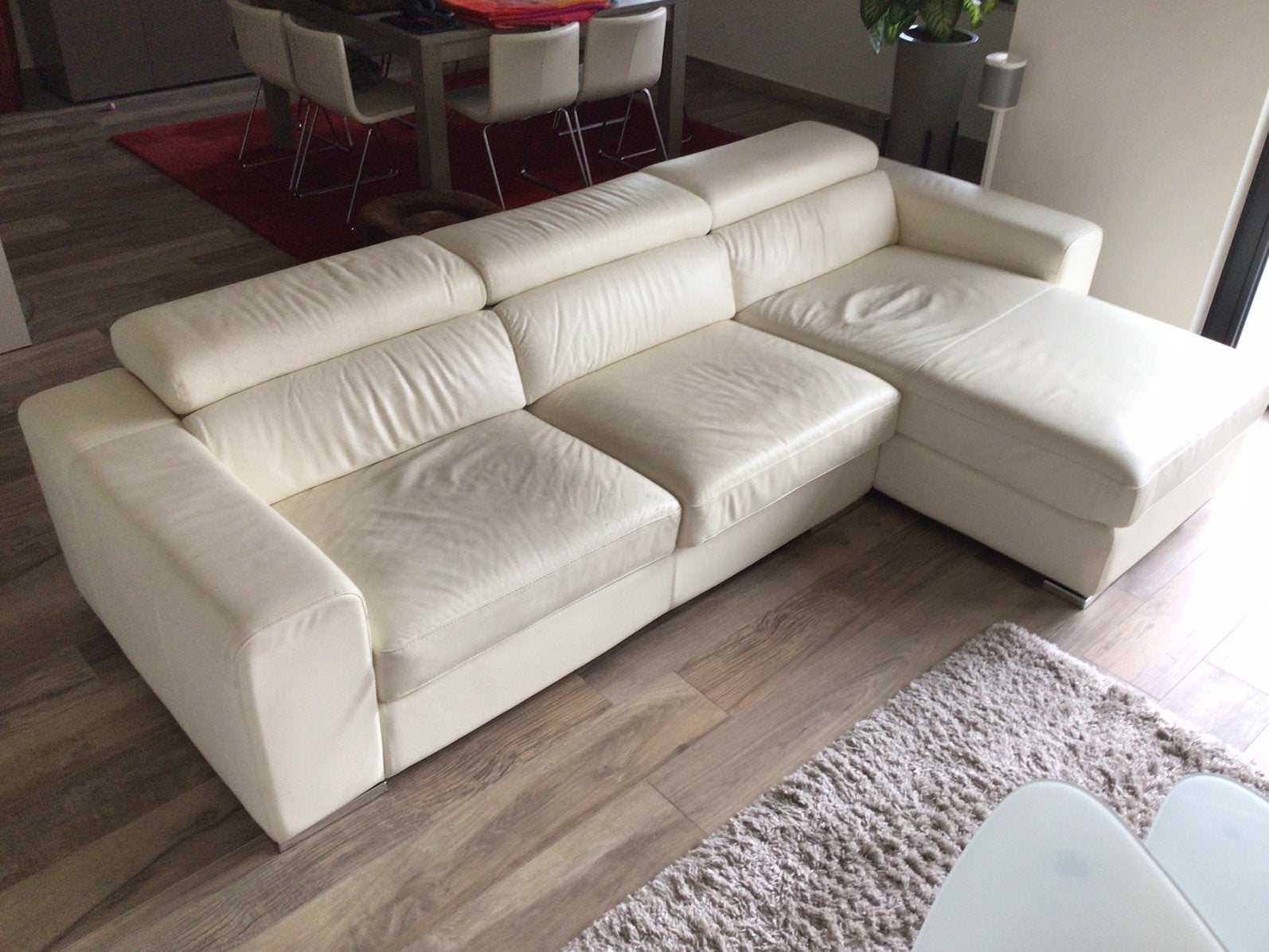 Lederen zetel+poef Chateau d’Ax, Ophalen, Gebruikt, Leer