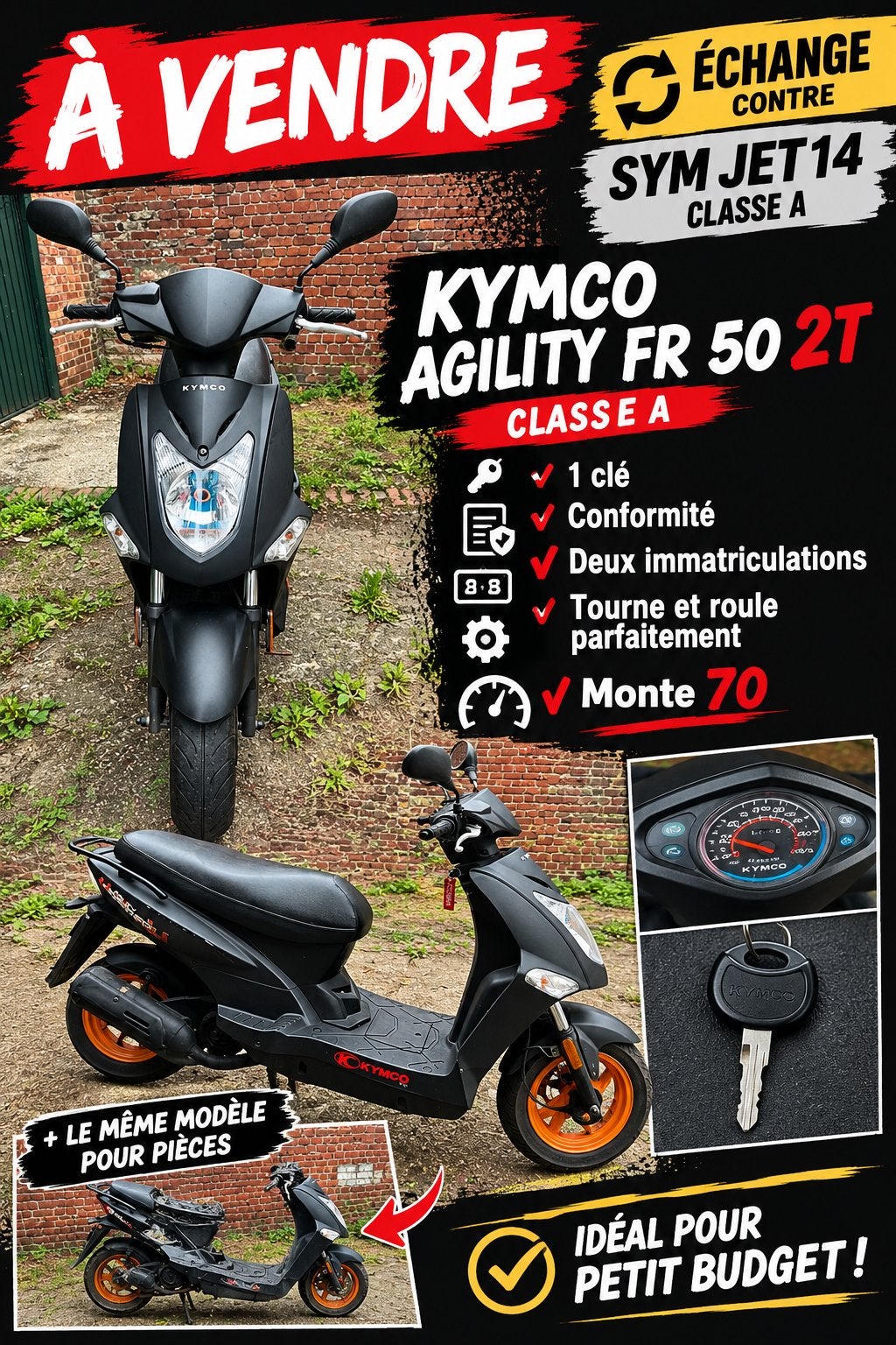 ÉCHANGE POSSIBLE contre un SYM Jet 14 Classe A, Vélos & Vélomoteurs, Scooters | Yamaha, Autres modèles, Comme neuf, Enlèvement