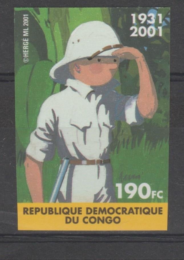 D.R. Congo 2001 Kuifje in Congo ongetand **, Postzegels en Munten, Ophalen of Verzenden, Overige landen, Postfris