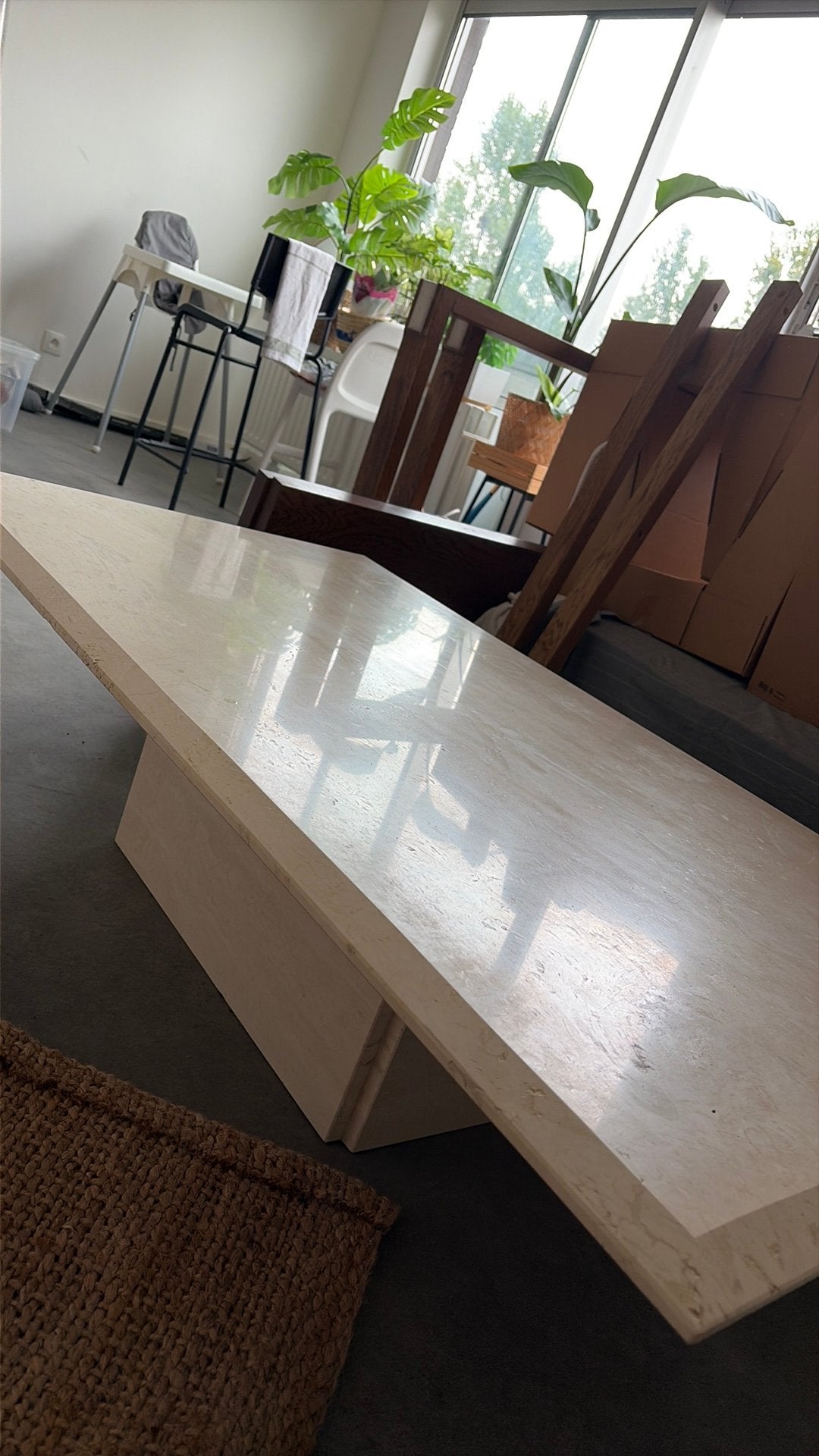 Travertin marmer tafel, Enlèvement, Comme neuf