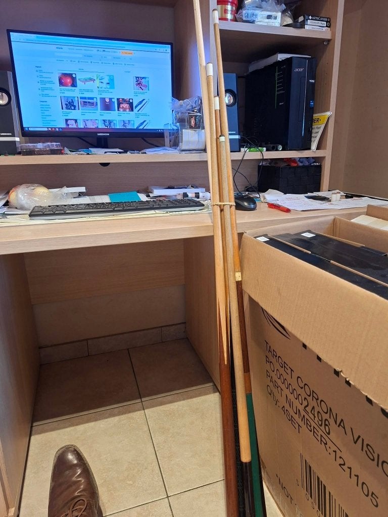 Lot van 6 korte stokken., Sport en Fitness, Ophalen, Gebruikt, Keu of Ballen
