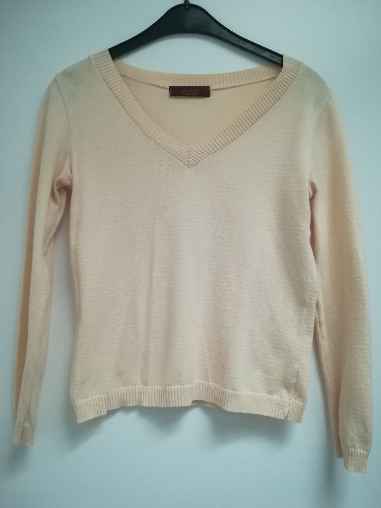 Elegante zachtbeige trui met V-hals / maat M, Kleding | Dames, Truien en Vesten, Zo goed als nieuw, Maat 38/40 (M), Ophalen of Verzenden