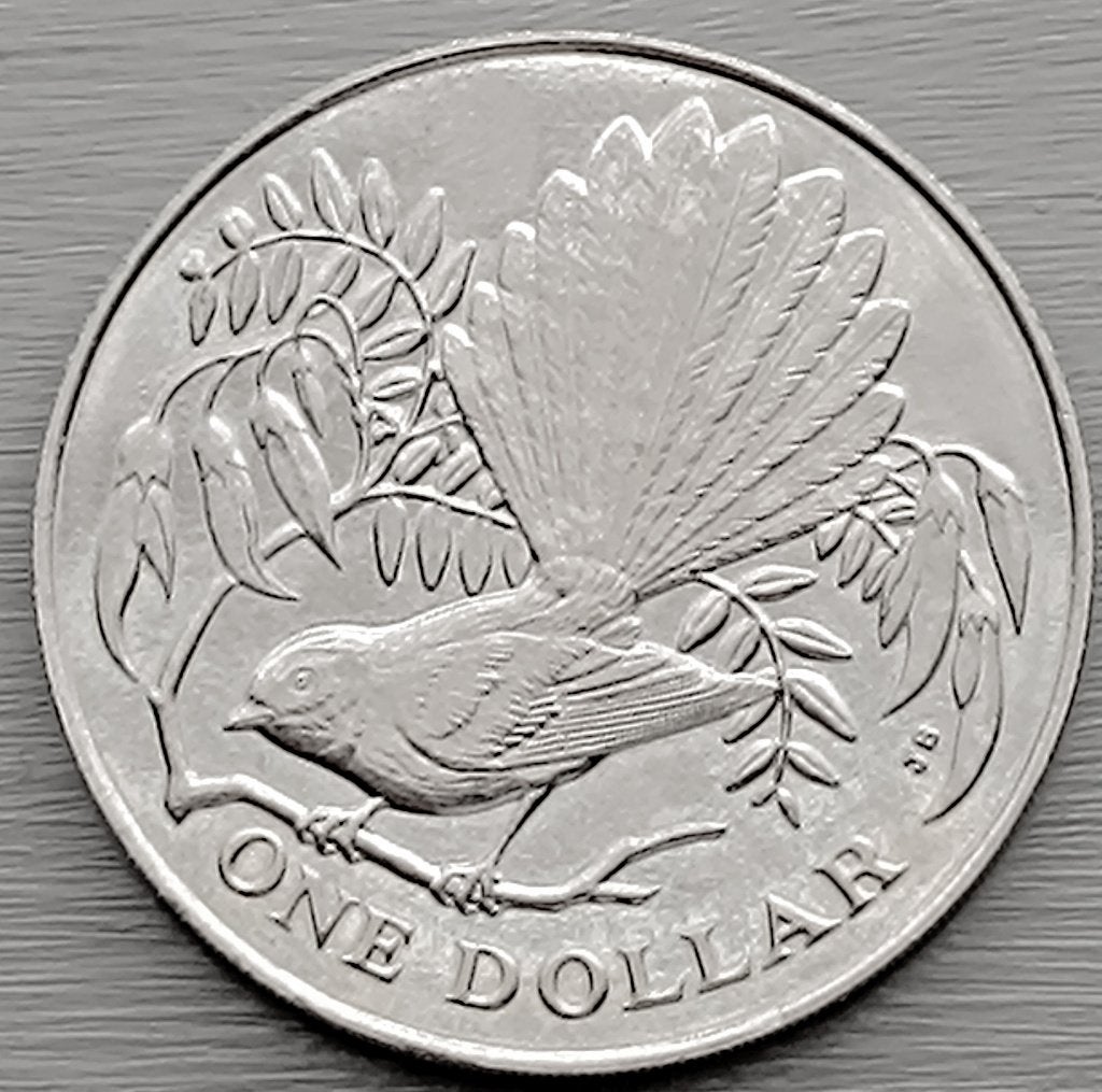 munt Nieuw Zeeland 1 dollar 1980 : Vogels  - Pauwstaart, Postzegels en Munten, Munten | Oceanië, Ophalen of Verzenden