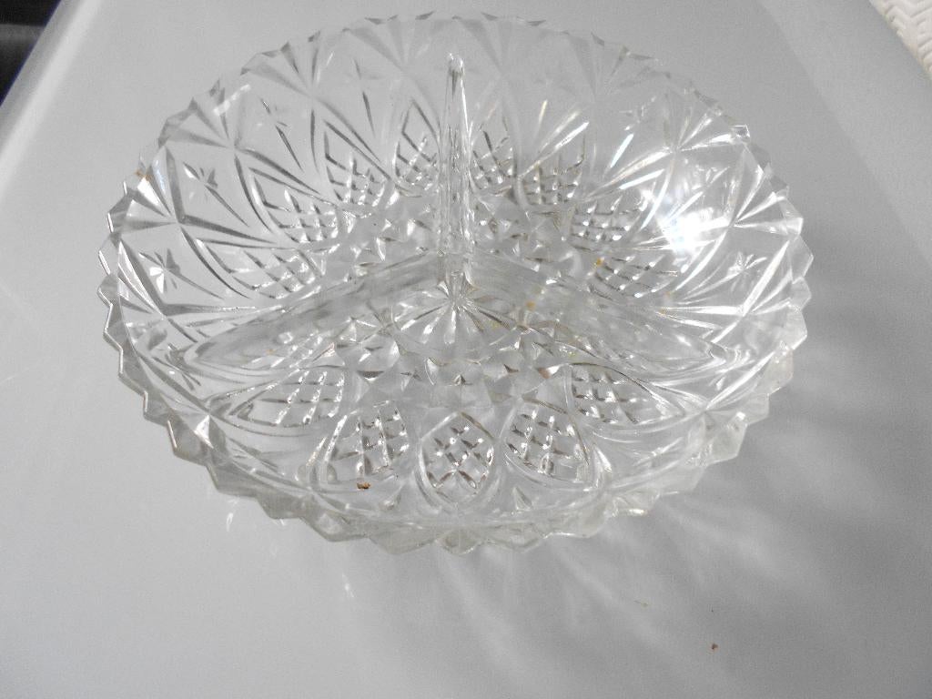 anciennne assiette apero à compartiment en verre, Ophalen of Verzenden, Bord(en), Overige stijlen, Glas