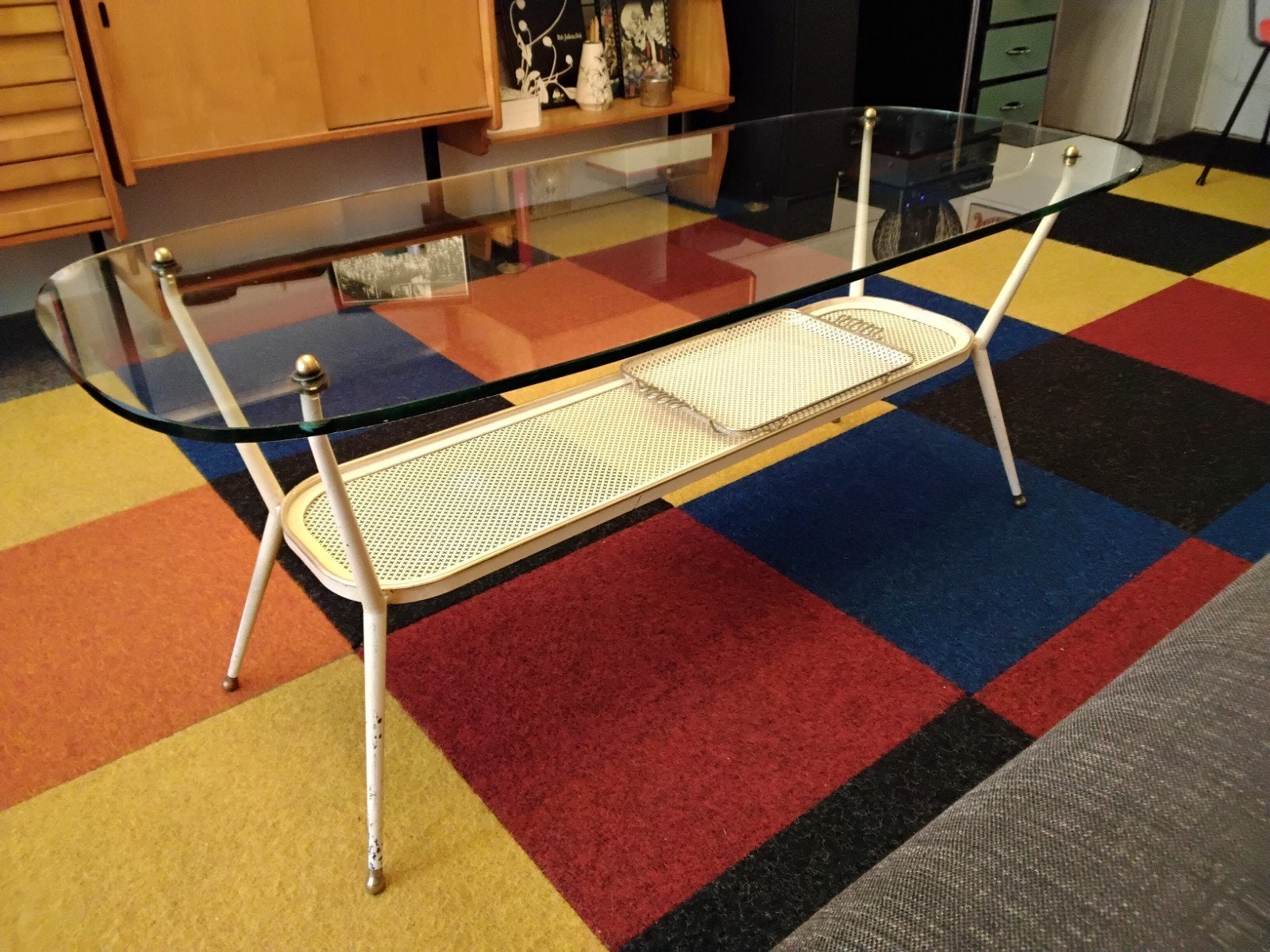 Coffee tafel mid-century, vintage modernistisc, Ophalen, Metaal