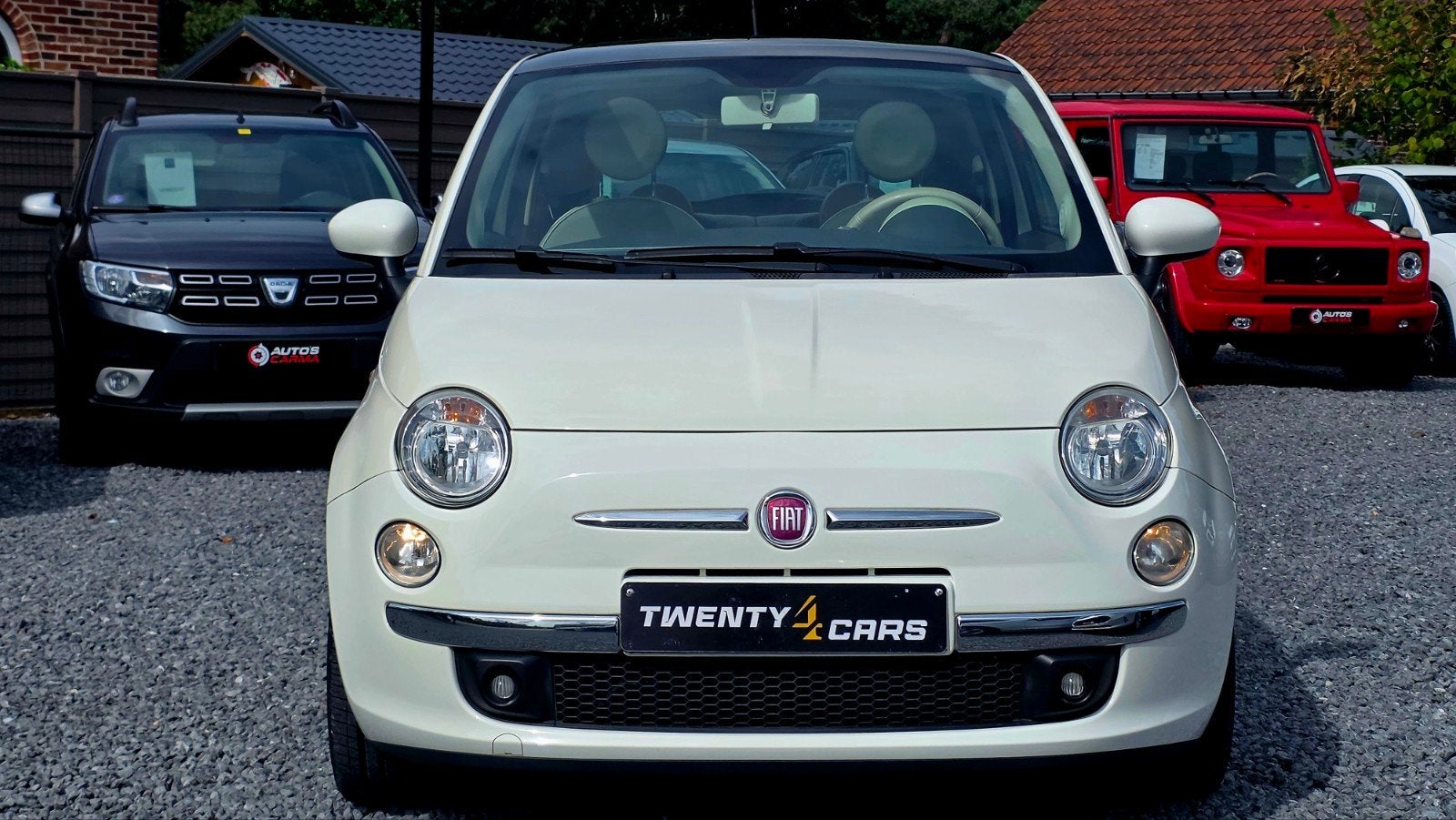 Fiat 500 Benzine Airco Panoramische Dak Weinig KM, Auto's, Voorwielaandrijving, Euro 5, Stof, Beige