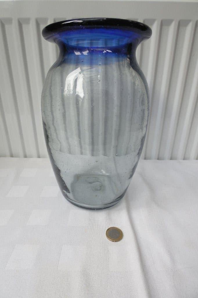 Vaas, Ophalen, Gebruikt, Blauw, Glas