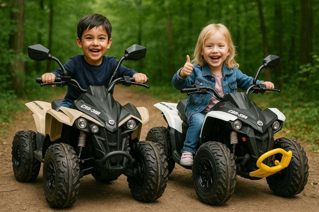 Kinder Accu Quad can-am 12v Rubberband -Leder zit NIEUW!, Neuf