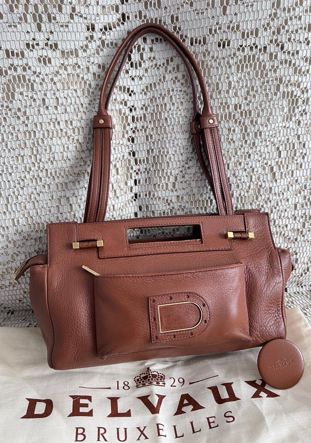 Sac DELVAUX modèle Benjamin cuir cognac, Enlèvement ou Envoi, Comme neuf