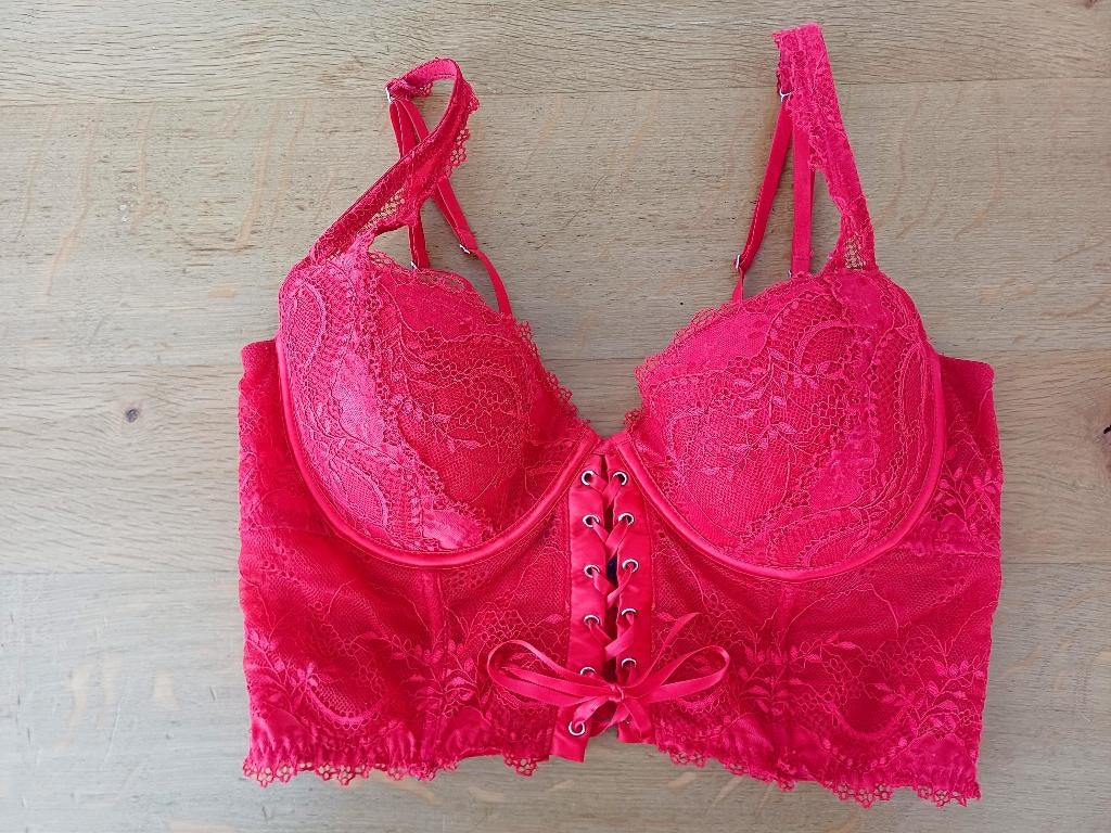 Secret possessions - rode kanten bustier (mt 75D), Kleding | Dames, Ondergoed en Lingerie, Body of Korset, Rood, Ophalen of Verzenden