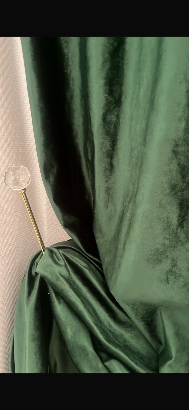 Rideau vert en velour, Enlèvement, Comme neuf, Vert, Rideau