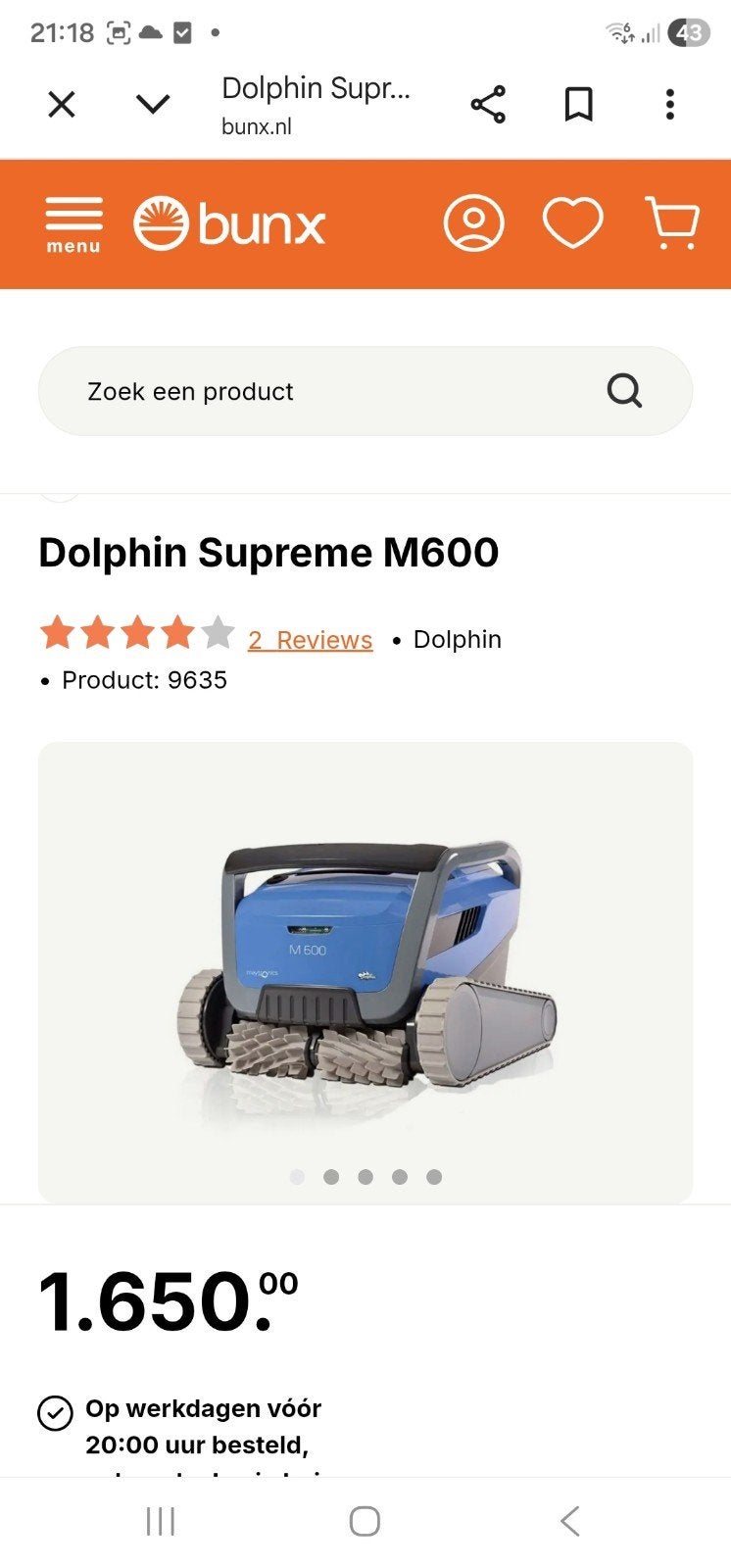 nieuwe zwembadrobot m600 dolphin, Enlèvement