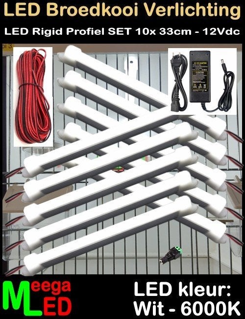 LED profiel strip SET 10x 33cm Broedkooi Kweekkooi Vogelkooi, Ophalen of Verzenden, Nieuw, Aluminium, Broedkooi of Kweekkooi