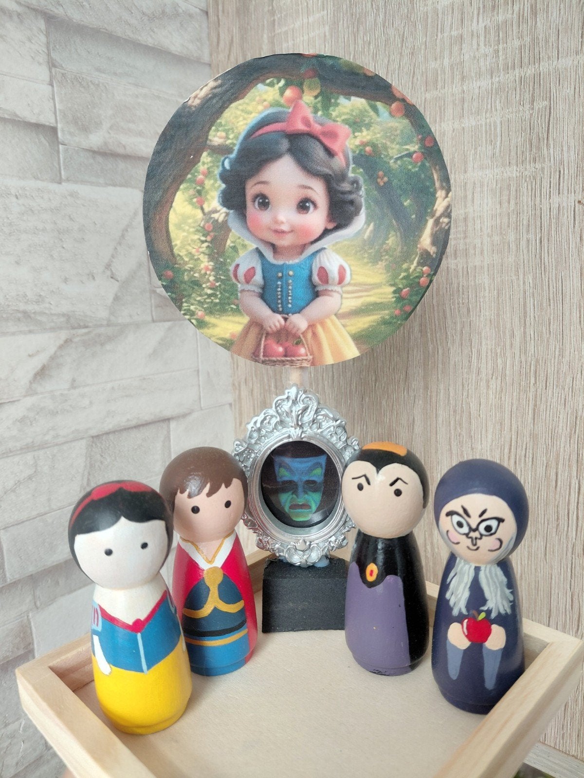 Sneeuwwitje pegdolls setje met spiegel, Ophalen of Verzenden
