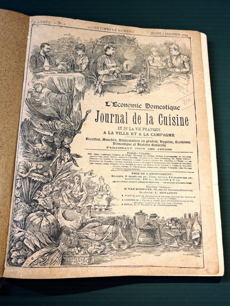 Journal Cuisine 1893 complet relié 52 numéros Bruxelles, Enlèvement ou Envoi, Van rompay