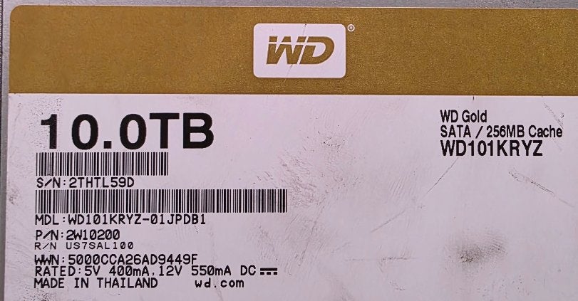 WD Gold 10TB (12 stuks beschikbaar), Ophalen of Verzenden, Gebruikt