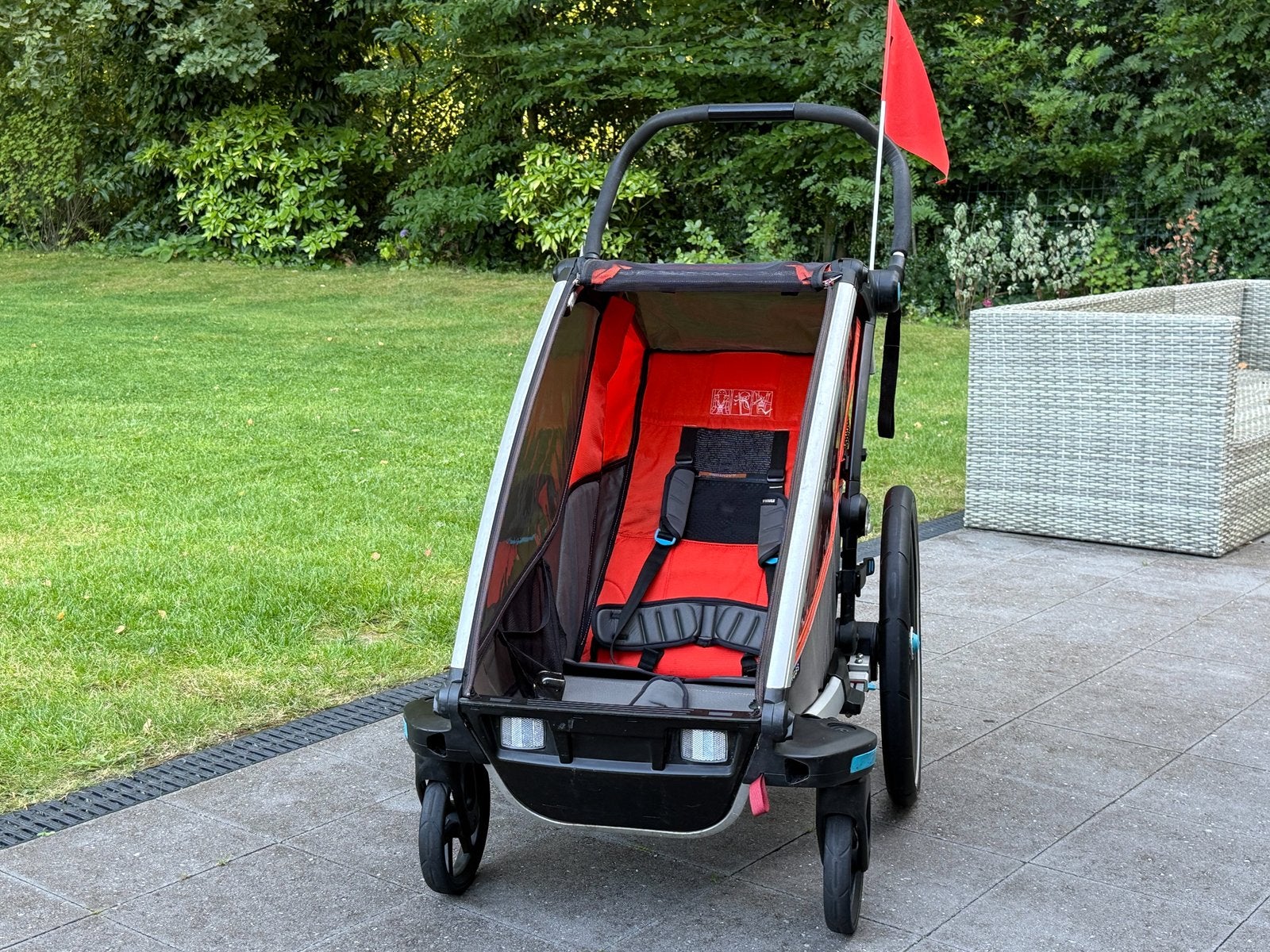 Thule Chariot Cross fietskar + accessoires (nieuwstaat), Enlèvement, Comme neuf, Remorque pour enfant, Suspension